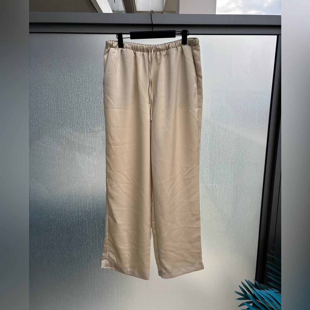 MELLODAY | Cream Satin Lounge Pants